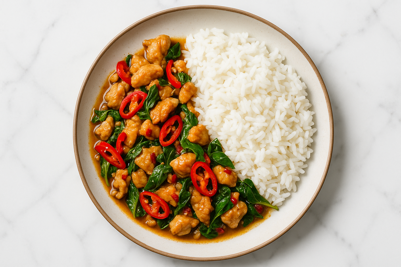 Spicy Thai Basil Chicken Rice